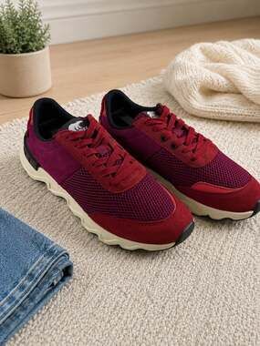 Sorel Kinetic Rush Sneakers Women’s 8.5 Red Mesh Lace Up Athletic Shoes NL3516